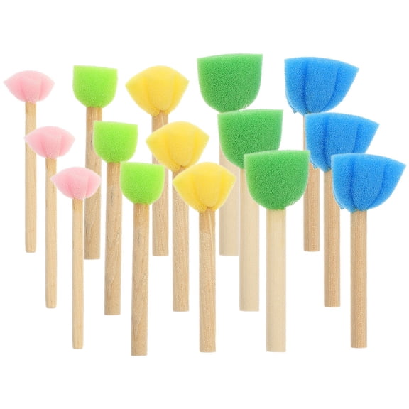 15-Piece Kids Washable Sponge Stick Painting Set with Brushes for Art and Craft Activities