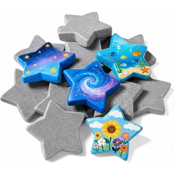 15 Pcs Star-Shaped River Rocks for Painting, 2 Inch Smooth Flat Rocks to Paint, Bulk Craft Stones for DIY, Kindness Rocks, Garden Decoration, Perfect Gift for Kids & Adults