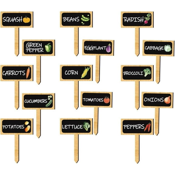 15 Pcs T-Shaped Wooden Plant Tags Vegetable Themed Waterproof Garden Stake Labels Colorful Plant Marker with Name for Indoor Outdoor Potted Plants Nursery Marker Decoration 1 Set