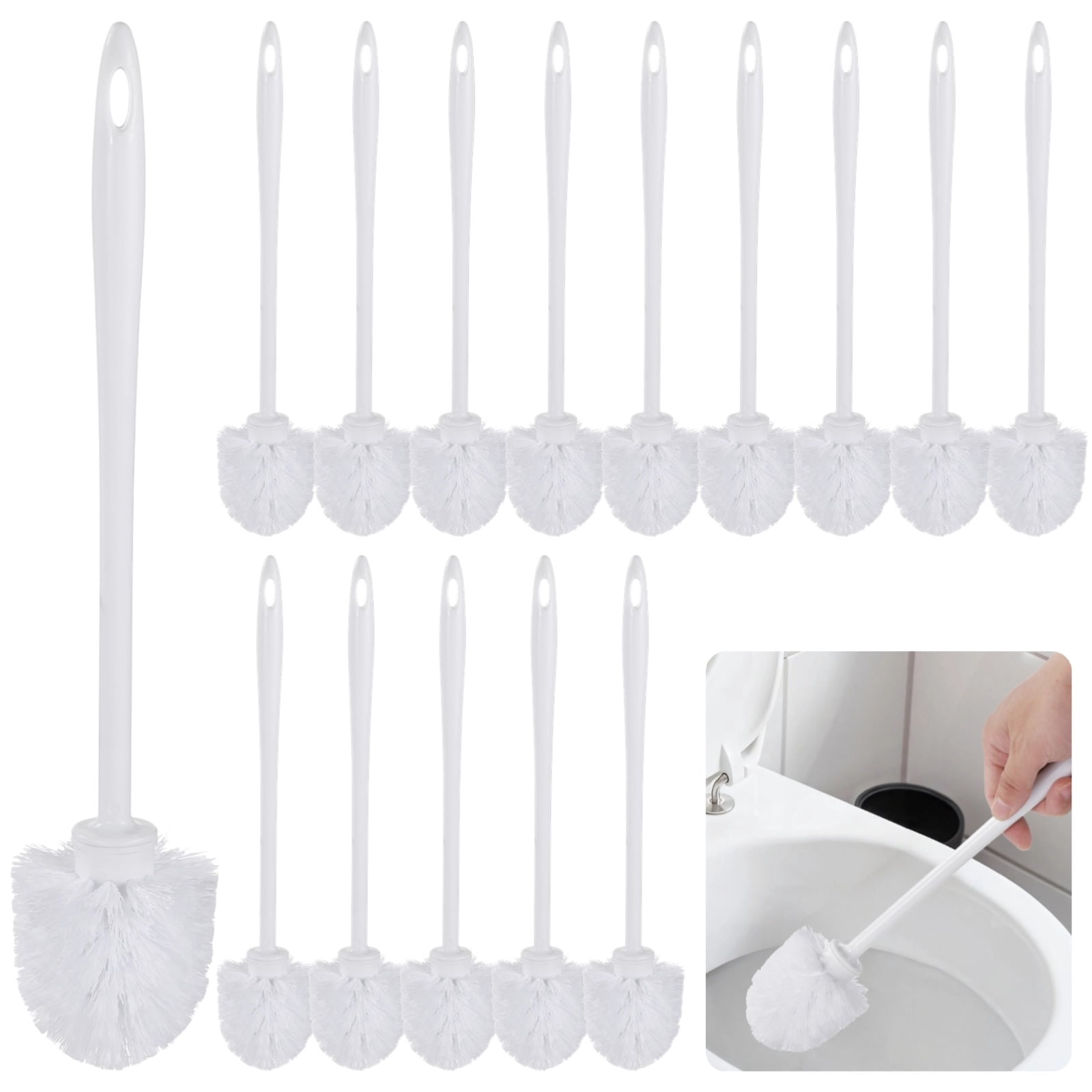 15 Pcs Toilet Brushes, Long Handle Bowl Brushes for Bathroom, Plastic Toilet Scrubber Brushes, Effective and Easy to Clean, Space-Saving Bathroom Cleaning Supplies