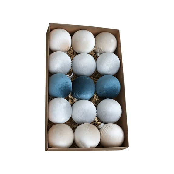 15 Pcs Velvet Christmas Balls Decorations, Flocked Xmas Tree Decor Hanging Ball, Christmas Tree Hanging Balls