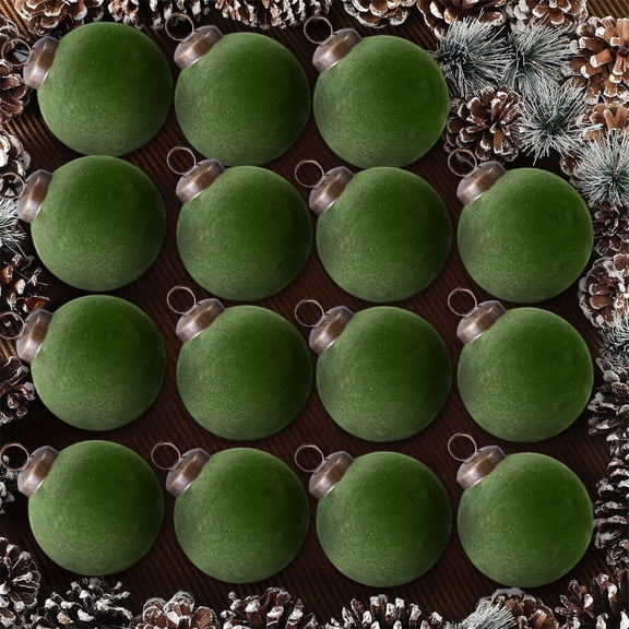 15 Pcs Velvet Flocked Christmas Balls Ornaments, 3.15 Inch Red Green Gold Hanging Tree Decorations, Plastic Xmas Ornament Set for Holiday Home Decor, Fireplace Mantel, and Festive Party Decorating