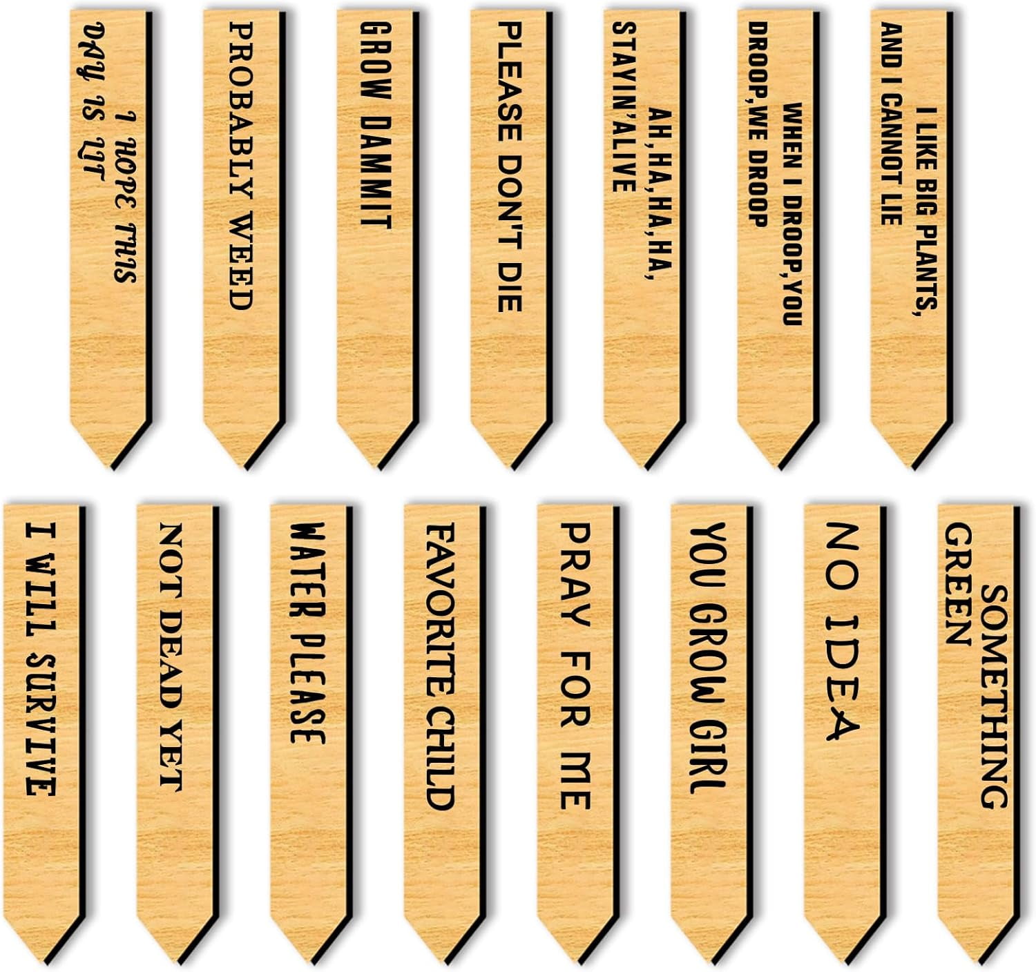 15 Pcs Wood Funny Plant Labels 15 Styles Wooden Garden Signs with Funny ...