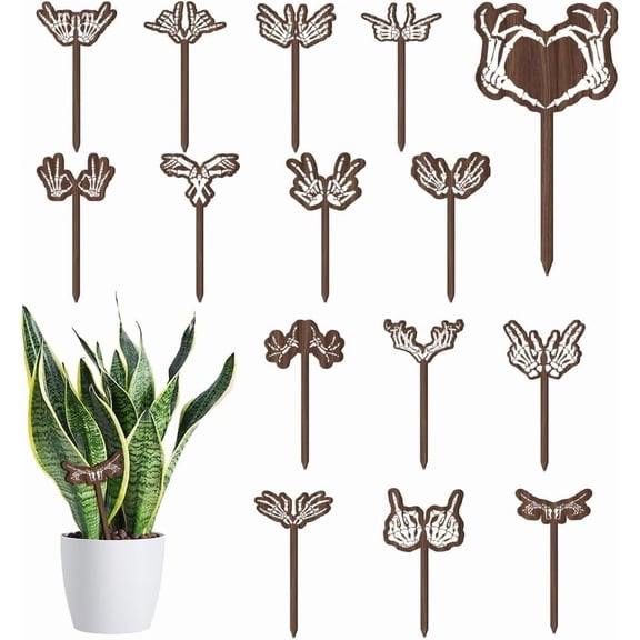 15 Pcs Wood Plant Labels 15 Styles Wooden Hands Garden Signs Plants Tags Stickers