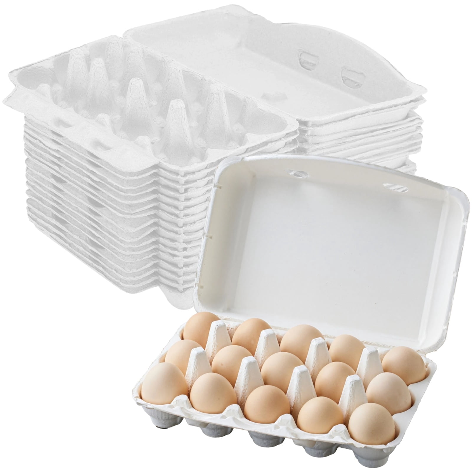 15 Pcs Egg Cartons Bulk - Stackable Paper Pulp Trays | Stackable and Recyclable Paper Pulp Egg Trays, Eco-Friendly Egg Cartons for Egg Storage and Transport