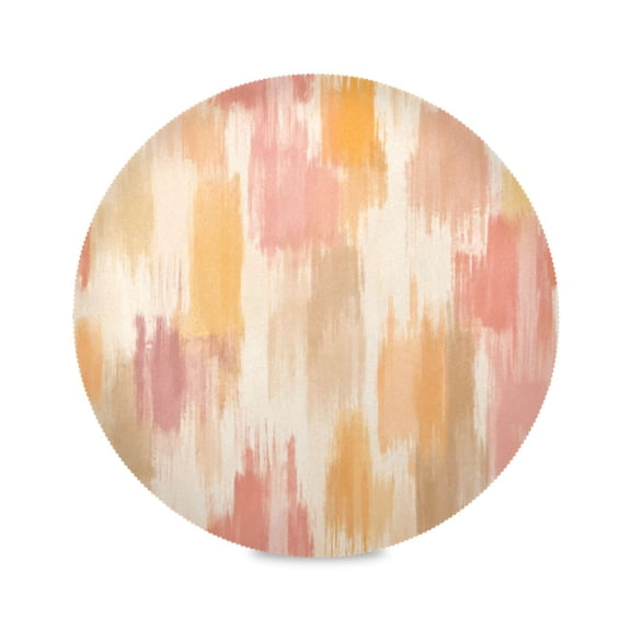 15" Peach Brush Printed Round Placemats Set of 1 Heat Resistant Table Mat for Kitchen for Party Deco