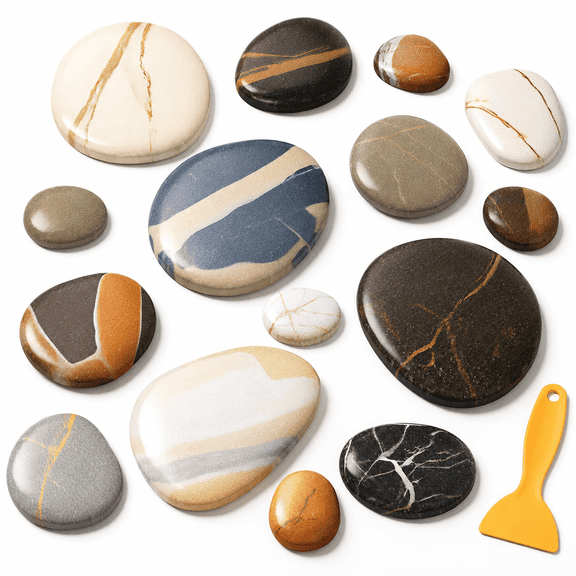 15 Pebble Non Slip Bathtub Stickers, Pebble Color, Adhesive Bath Appliques for Bathroom Floors