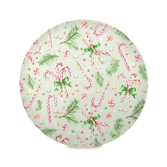 15" Peppermint Seamless Printed Round Placemats Set of 1 Heat Resistant Table Mat for Kitchen for Party Deco