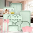 thumbnail image 1 of 15-Piece Baking Pans Set Nonstick, Stackable Non Toxic Bakeware Sets with Diamond Texture, Oven Pan Set for Cooking, Includes Cookie Sheet with Rack, Cake Pan, Roasting Pan, Muffin Tin, Green, 1 of 5