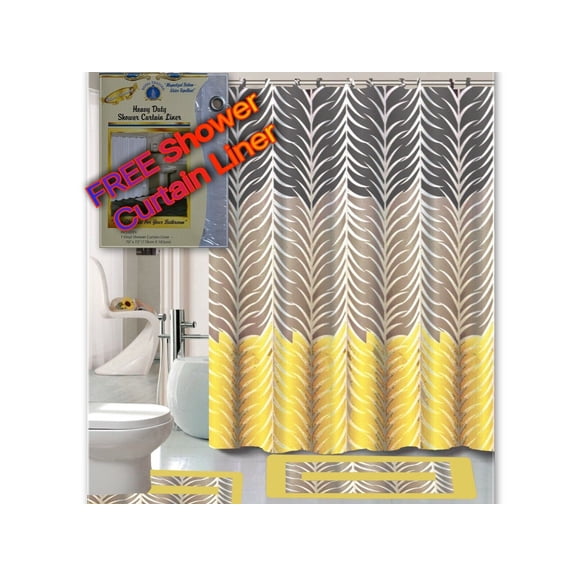 15-Piece Bathroom Accessory Bath Mat Set + FREE Shower Curtain LINER
