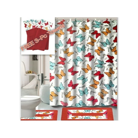 15-Piece Bathroom Accessory Bath Mat Sets + FREE 3-PIECE TOWELS SET
