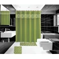 thumbnail image 1 of Gorgeous Home Linen 15-Piece Bathroom Set 2-Rugs/Mats, 1 -Fabric Shower Curtain, 12-Fabric Covered Rings Geometric Green, 1 of 5
