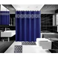 thumbnail image 1 of Gorgeous Home Linen 15-Piece Bathroom Set 2-Rugs/Mats, 1 -Fabric Shower Curtain, 12-Fabric Covered Rings Geometric Blue Navy, 1 of 5