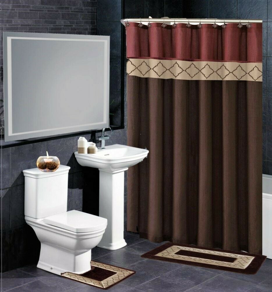 Brown White Bathroom Rug Set 2 Pieces, Absorbent Bath Mat Set of 2, 16 –  Modern Rugs and Decor