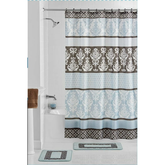 15 Piece Bathroom Set Shower Curtain & Bathroom Rugs - 6 Elegant Designs !!!