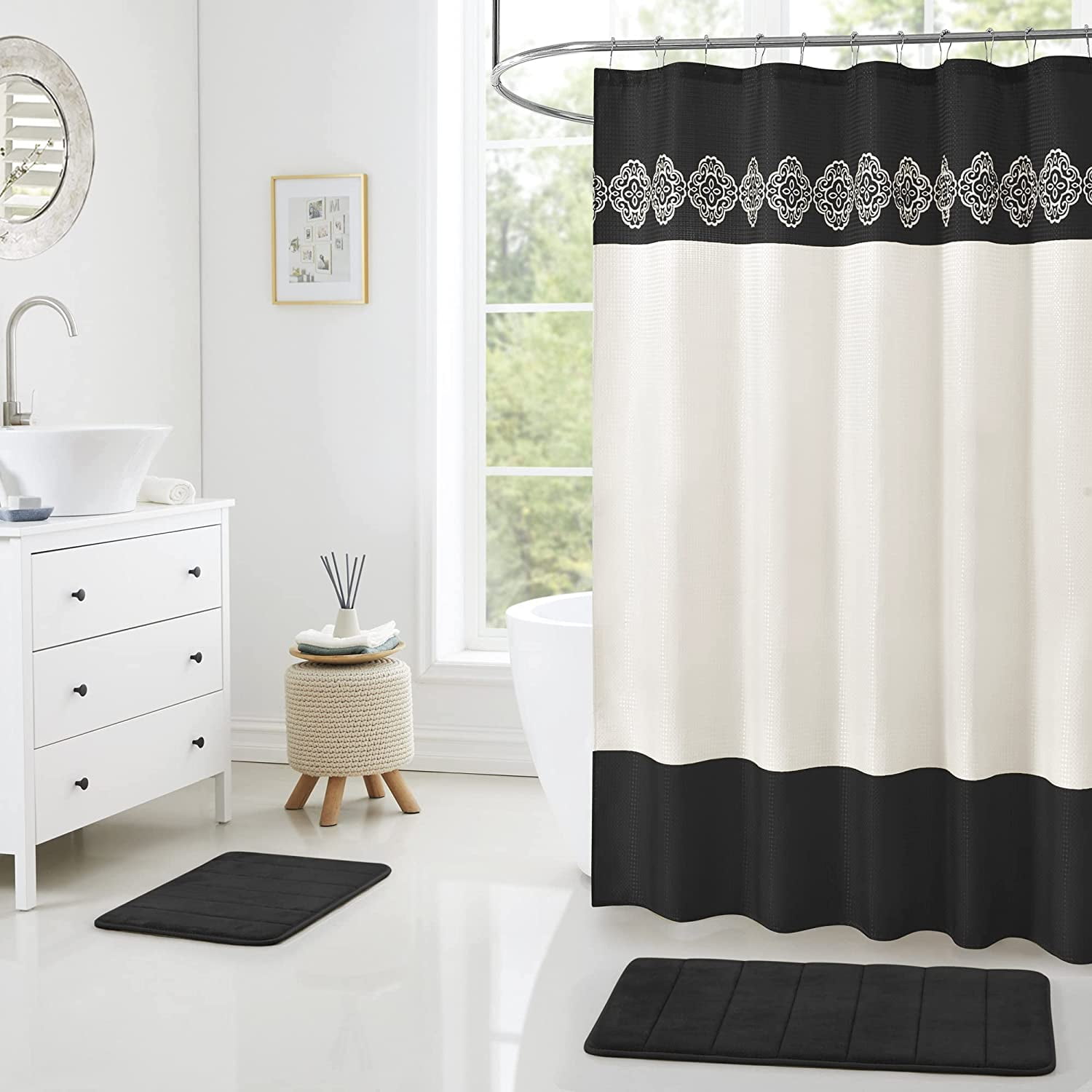 Shower curtain set with rugs discount