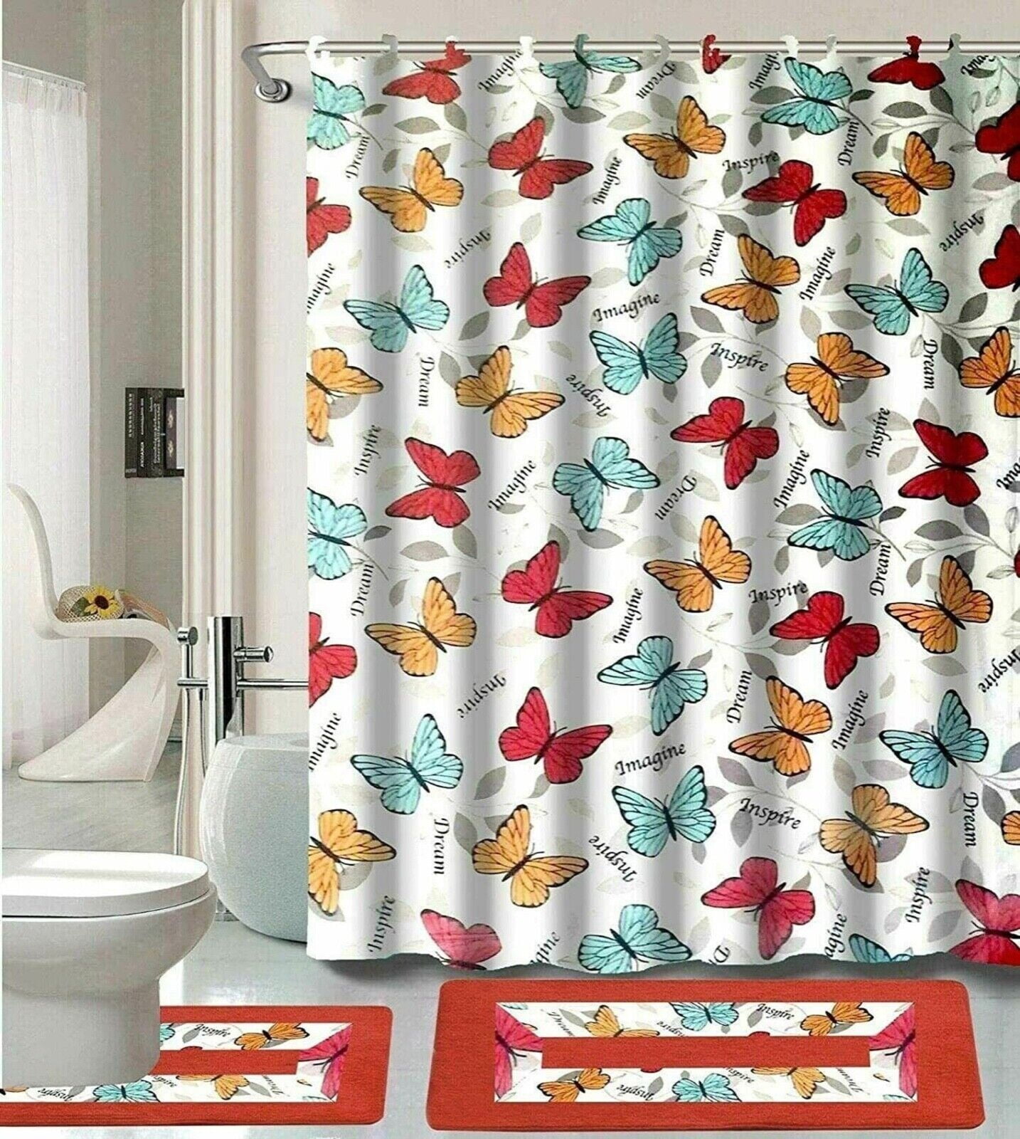 15 Piece Bathroom Shower Curtain Set and Bathroom Rugs - 9 Different ...