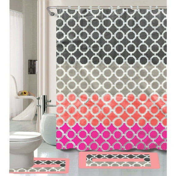 15 Piece Bathroom Shower Curtain Set and Bathroom Rugs - 9 Different Designs !!!