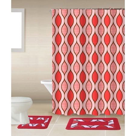 15 Piece Bathroom Shower Curtain Set and Bathroom Rugs - 9 Different Designs !!!