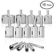 15-Piece, Diamond Hole Saw Set, High-Speed Bits for Glass, Ceramics, Porcelain, Tile 6mm-50mm with Tools