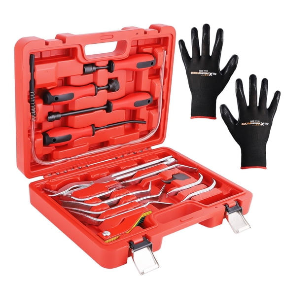 15-Piece Drum Brake Tool Kit, 45# Steel Brake Spring Pliers, Adjusting Spoons & Lining Gauge for Chevrolet, Toyota, VW, Mazda; Professional Brake Servicing & Repair Set SKU 15672315