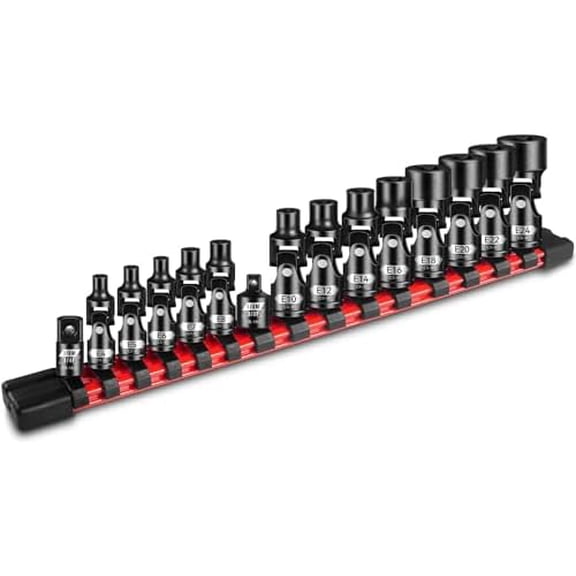 15-Piece E-Torx Swivel Socket Set, 1/4" & 3/8" Drive Universal Joint External Star E4-E24 (7-14mm), CR-V Steel with Adapters$$Tools & Hardware Other