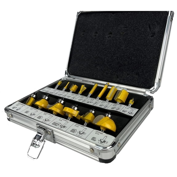 15 Piece EDM ROUTER BIT SET - 1/4" Shank Tungsten Carbide Edges in Aluminum Case
