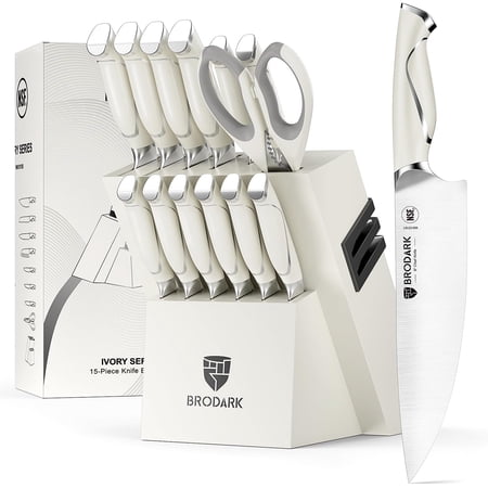 15 Piece Full Cut Professional Chef's Knife Set - NSF Certified Knife Set with Sharpener