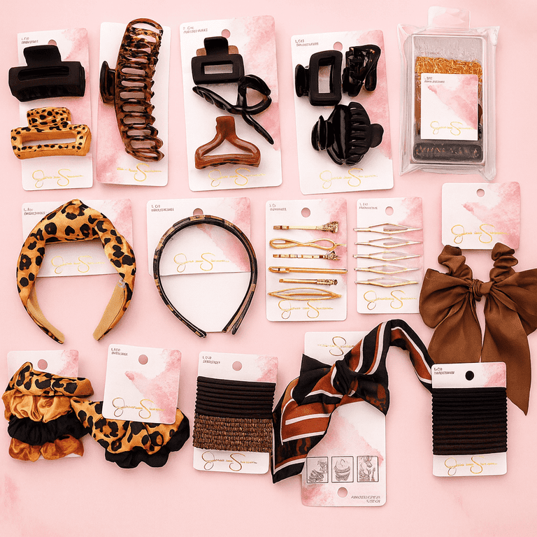 15 Piece Hair Accessory Set – Assorted Styles (Clips, Scrunchies