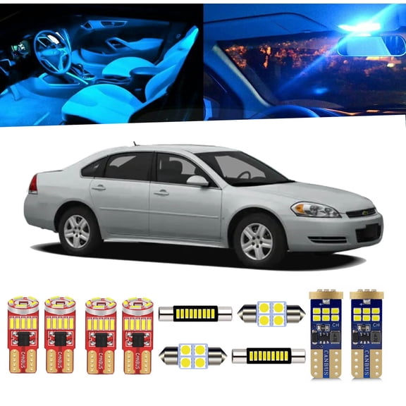 15 Piece Interior LED Lights Kit for Chevrolet Impala 2006-2012 Dome Map License Plate Light +Install Tool