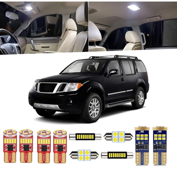 15 Piece Interior LED Lights Kit for Nissan Pathfinder R51 2005-2012 Dome Map Trunk Stepwell Light Bulb+Install Tool