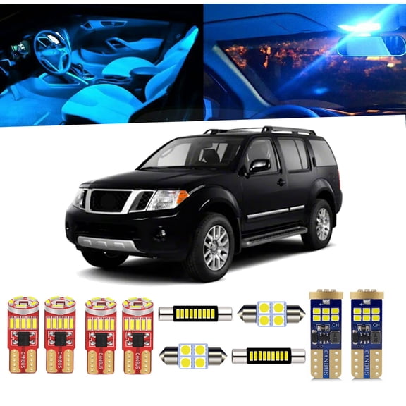 15 Piece Interior LED Lights Kit for Nissan Pathfinder R51 2005-2012 Dome Map Trunk Stepwell Light Bulb+Install Tool
