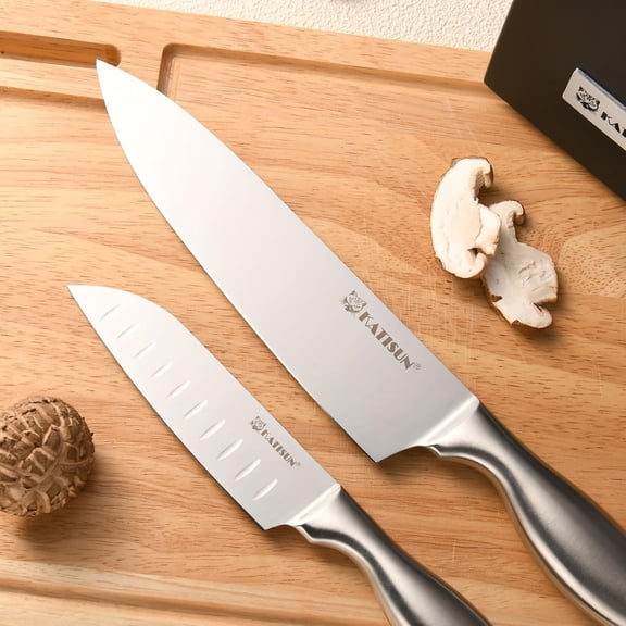 15-Piece Kitchen Knife Block Set with Built-in Sharpener, German Stainless Steel Knives, Ergonomic Handles, Dishwasher Safe, Silver/Black