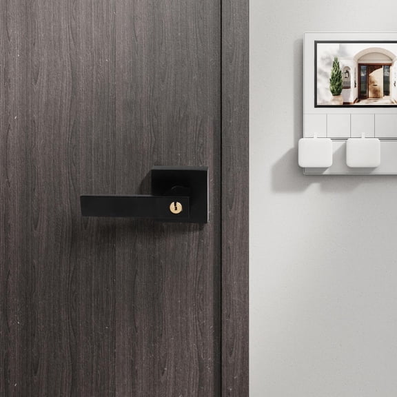 15-Piece Matte Black Door Lever Handleset, Heavy Duty Reversible Hardware with Square Plate for Modern Homes Apartments Closet Bathroom Doors