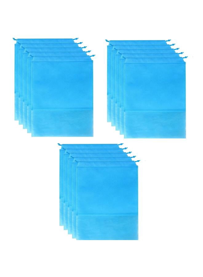 15-Piece Non-Woven Dust Proof Travel Shoe Bags Fabric 32x44cm, blue portable travel shoe bag, space-saving dust-proof storage bag