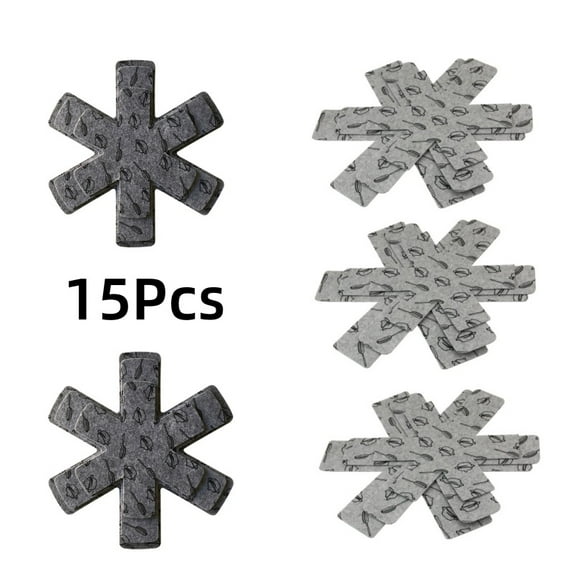 15 Piece 【Non-Woven Pan Protector Set】3-Size Stackable Cookware Separators - Scratch Prevention & Space Saving