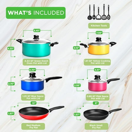 15-Piece Nonstick Kitchen Cookware Set