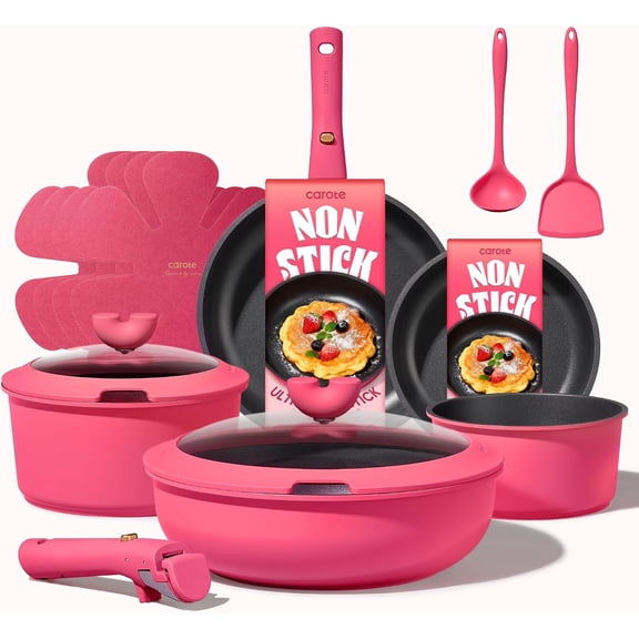 15-Piece Nonstick Cookware Set with Detachable Handles Dishwasher and Oven Safe for Induction RV and Camping