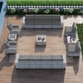 thumbnail image 1 of Sweecci 15 Pcs Wicker Patio Furniture Set, Double Rattan Outdoor Sectional Sofa, 360° Swivel Rocking Chairs, Conversation Set with Double Layer Side Table for Backyard Garden Poolside,Grey, 1 of 11