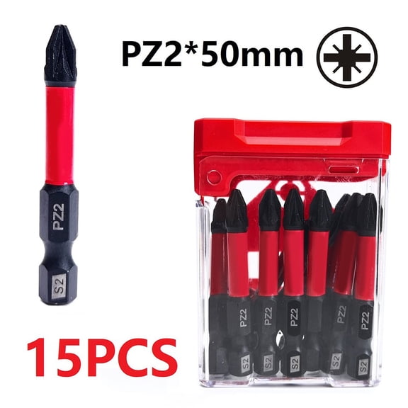 15-Piece PZ For POZIDRIV Screwdriver Bit Set, 50Mm Long Steel Single Head, Anti-Torsion & Anti- With Black Manganese Coating For Precision Drilling Tasks(B)