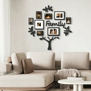 15 Piece Photo Frame Tree Picture Frame Wall Hanging Family Theme Set Black 4"X 6" Gallery Collection Display