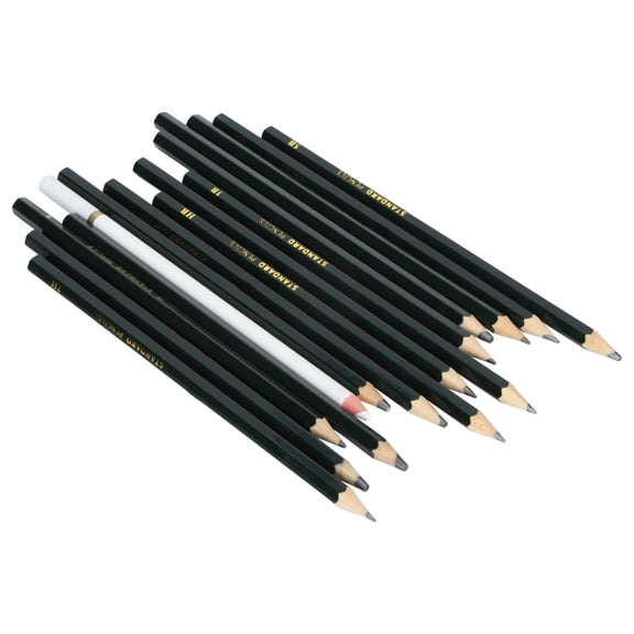 15-Piece Professional Sketch Pencil Set for Drawing and Shading, Basswood Graphite Art Pencils for Beginners and Experts, Includes Various Lead Grades, 6.9 inches / 17.5 cm