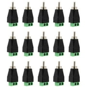 15 Piece Rca Plugs For Speaker Wire, Rca To Av Screw Terminal Connector, Rca Phono Plug, Solderless Type