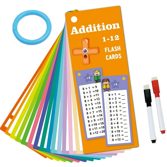 15 Piece Reusable Math Addition Flashcards Erasable Durable Learning Tool Educational Toys For School Training Home Practice 15PCS