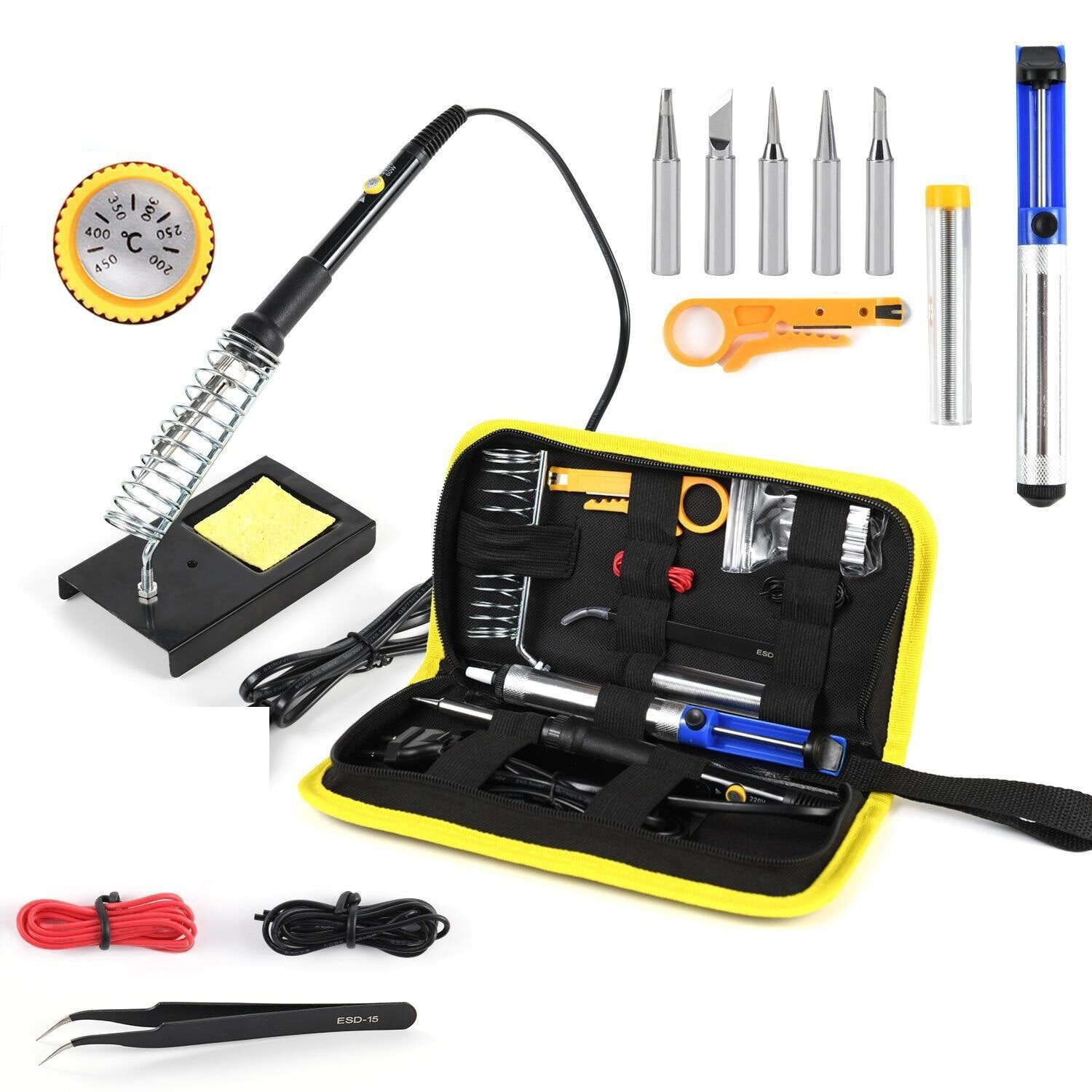 15 Piece Soldering Iron Soldering Kit Adjustable Temperature Glue Handle Electric Soldering Iron Electronic Circuit Board Precision Welding Small Tool