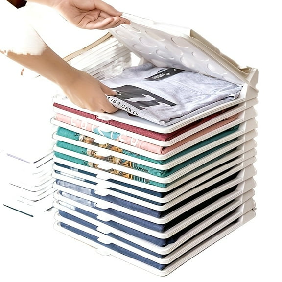 15-Piece Stackable Foldable Storage Rack Set - Space-Saving Clothes Organizer with Lids for Home & Laundry Sorting