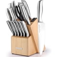 thumbnail image 1 of 15-Piece Stainless Steel Kitchen Knife Set with Built-in Sharpener – Ultra Sharp, Rust-Resistant Knives in Natural Wood Block, 1 of 6