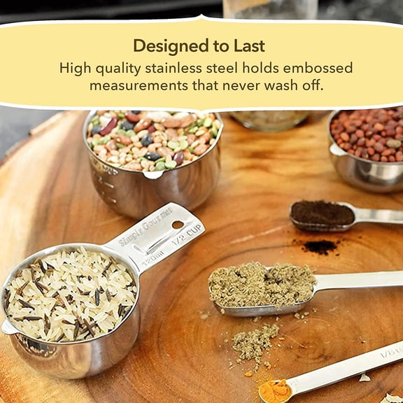 15-Piece Stainless Steel Measuring Cups and Spoons Set with Leveler, Stackable Kitchen Gadgets for Liquid & Dry Ingredients