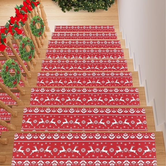 15-Piece Stair Treads for Wooden Steps, 8x30 Inch Non-Slip Carpet Safety Mats, Indoor Stair Runner for Dogs Kids Elder, Stairway Grip Step Treads