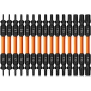 15 Piece T5-T40 Torx Bit Set 3 Double-ended Security Star Screwdriver Set Magnetic S2 Steel Tamper Proof 1/4" Hex Drive Bits for DIY, Woodworking